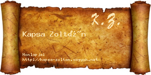 Kapsa Zoltán névjegykártya